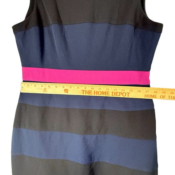 Tommy Hilfiger Career Sheath Dress SIZE 14 Womens ColorBlock Bodycon Stripe Blk - Picture 4 of 10